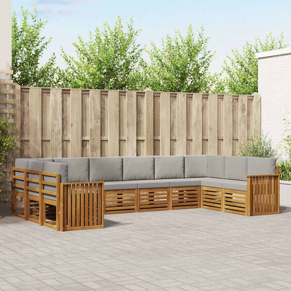 vidaXL Sekcijska garnitura s jastukom 10 pcs Prirodna i svijetlo siva