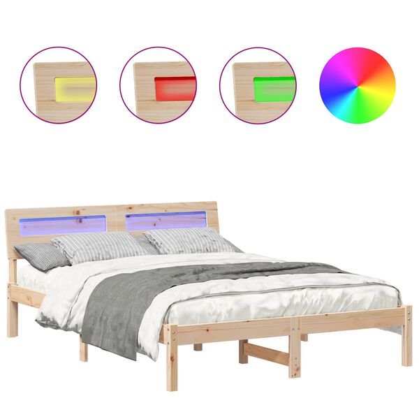 vidaXL Krevetna konstrukcija Smeđa 135 x 190 cm Čvrsto borovo drvo