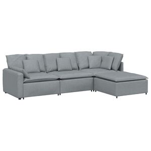 vidaXL Modularna sofa s podnožjem i jastucima, tkanina, svijetlo siva
