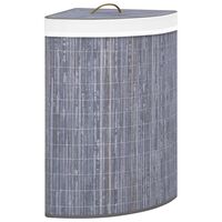 vidaXL Kutna košara za rublje od bambusa siva 60 L