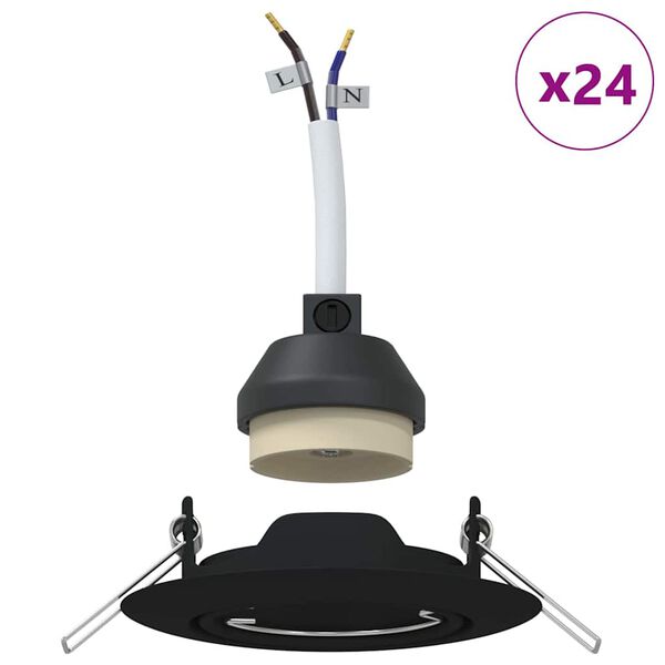 vidaXL Reflektor 24 pcs Crna 9 x 9 x 2.5 cm Metal