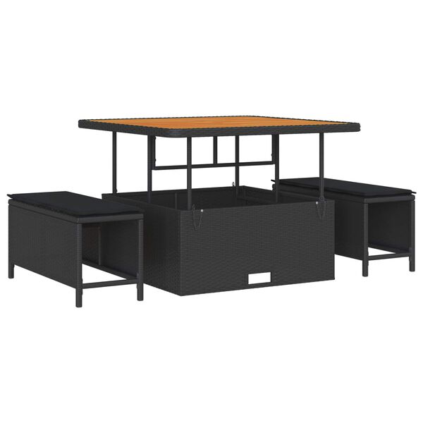 vidaXL Sjedeća garnitura za vrt s jastukom 13 pcs Crna poliratan