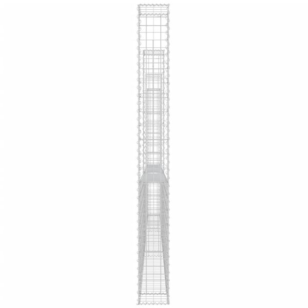 vidaXL Gabionska košara U-oblika s 4 stupa 380 x 20 x 200 cm željezna