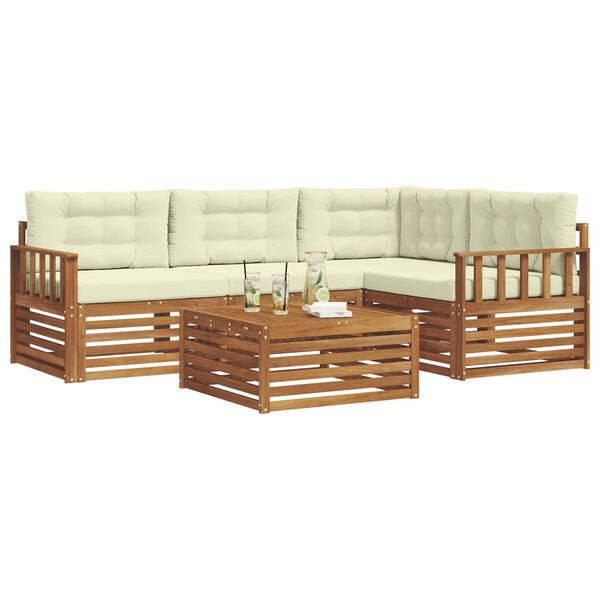 vidaXL Set vanjskih sofa s jastukom 5 pcs Prirodna i krem