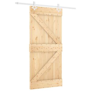 vidaXL Klizna vrata Prirodna i bijela 90 x 210 cm Masivna borovina
