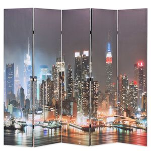 vidaXL Sklopiva sobna pregrada sa slikom New Yorka noću 200 x 170 cm