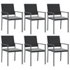 vidaXL Vrtne stolice s jastucima 6 kom crne 54x62,5x89 cm poliratan