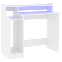 vidaXL Radni stol s LED svjetlima bijeli 97x45x90 cm konstruirano drvo