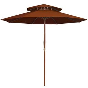 vidaXL Suncobran s dvije razine i drvenim stupom 270 cm terakota