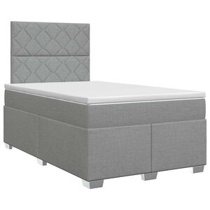 vidaXL Boxspring krevet s madracem Svjetlosiva 120 x 200 cm Tkanina