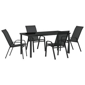 vidaXL Vrtni set za objed 5 pcs Crna Čelik s prahom