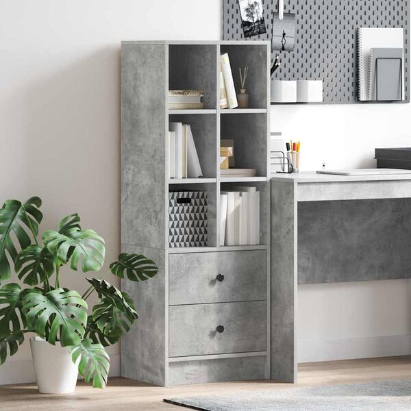 vidaXL Highboard s ladicama Betonski sivi 45,5 x 34 x 127 cm