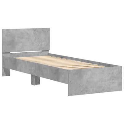 vidaXL Okvir za krevet s uzglavljem i LED svjetlima siva boja betona