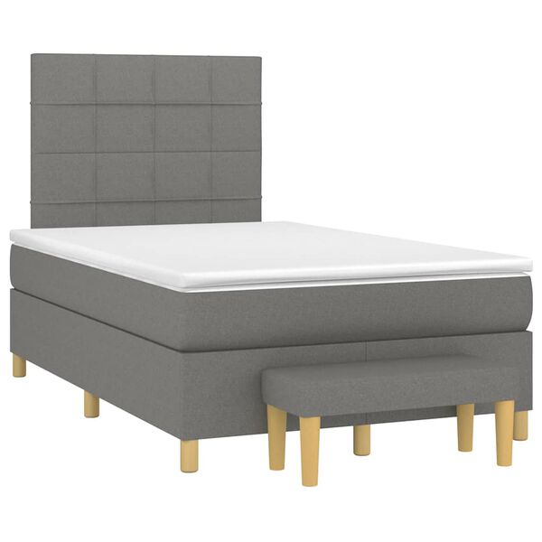 vidaXL Krevet box spring s madracem tamnosivi 120 x 190 cm tkanina