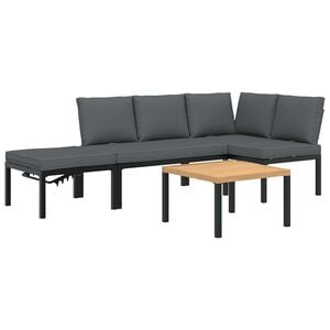 vidaXL 4-dijelni set vrtnih sofa s jastucima crni aluminijski