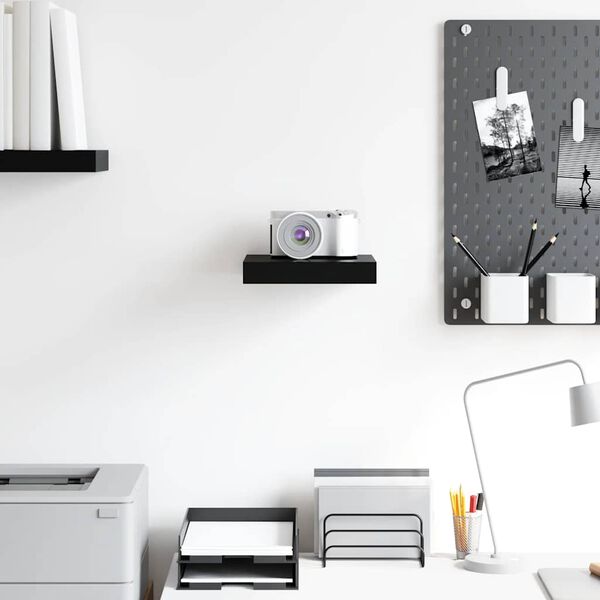 vidaXL Plutajuća zidna polica visoki sjaj crna 23 x 23,5 x 3,8 cm MDF