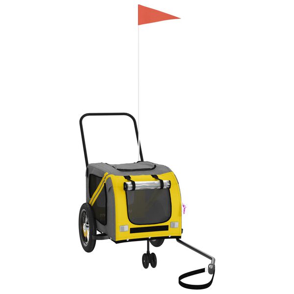 vidaXL Prikolica za bicikl za ljubimce žuto-crna od tkanine i željeza