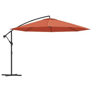 vidaXL Konzolni vrtni suncobran s čeličnim stupom 350 cm terakota