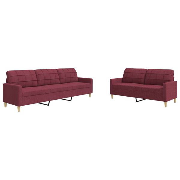 vidaXL 2-dijelni set sofa crvena boja vina od tkanine