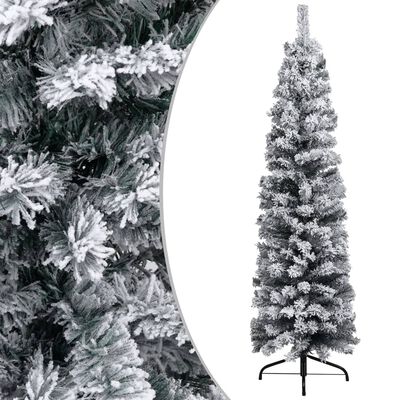 vidaXL Tanko umjetno osvijetljeno božićno drvce i kuglice zeleno 150cm