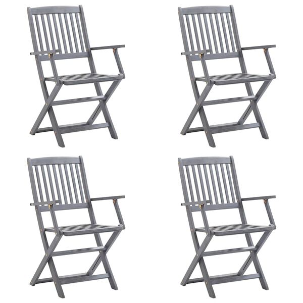 vidaXL Sklopive vrtne stolice s jastucima 4 kom masivno bagremovo drvo