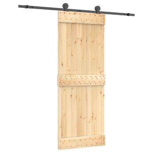 vidaXL Klizna vrata Prirodna i crna 80 x 210 cm Čvrsta borovina