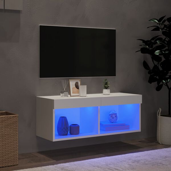 vidaXL TV ormarić s LED svjetlima bijeli 80x30x30 cm