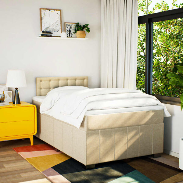 vidaXL Krevet box spring s madracem krem 120 x 190 cm od tkanine