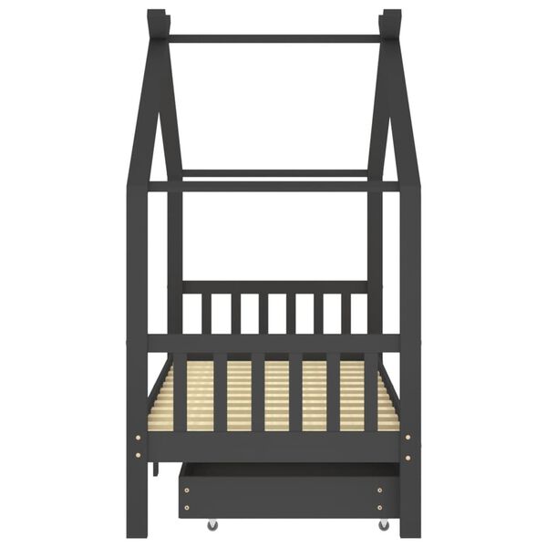 vidaXL Okvir za dječji krevet s ladicama tamnosivi 90x200 cm borovina