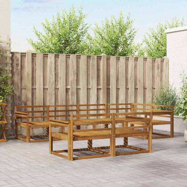 vidaXL Set vanjskih sofa 7 pcs Prirodna Čvrsto drvo akacije