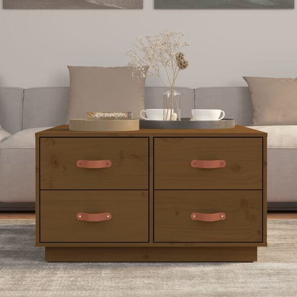 vidaXL Stolić za kavu boja meda 80 x 80 x 45 cm od masivne borovine