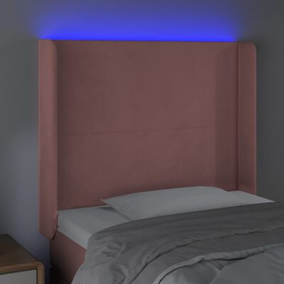 vidaXL LED uzglavlje ružičasto 93x16x118/128 cm baršunasto