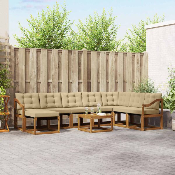 vidaXL Set vanjskih sofa s jastukom 9 pcs Prirodna i bež