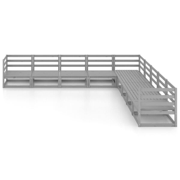 vidaXL 9-dijelna vrtna garnitura od masivne borovine siva