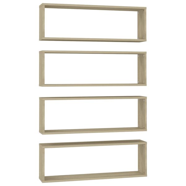 vidaXL Kockaste zidne police 4 kom boja hrasta 80x15x26,5 cm drvene