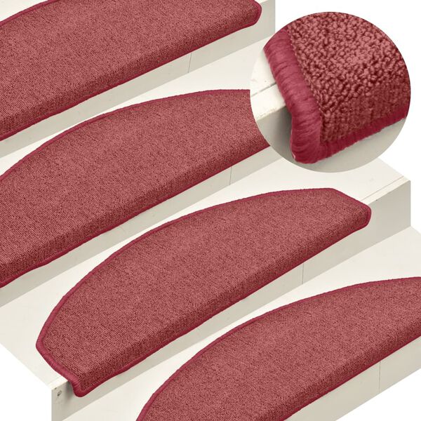 vidaXL Prostirke za stepenice 15 kom 65x24x4 cm Bordo poluokrugle velike