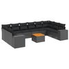 vidaXL 11-dijelni set vrtnih sofa od poliratana s jastucima crni