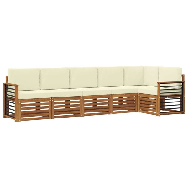 vidaXL Setovi sofa 6 pcs Prirodna i krem Čvrsto drvo akacije