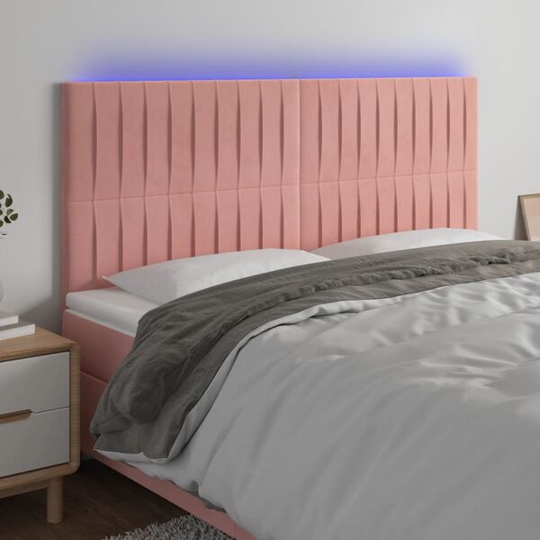 vidaXL LED uzglavlje ružičasto 160x5x118/128 cm bar&scaron;unasto