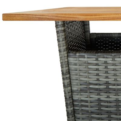 vidaXL Barski stol sivi 60x60x110 cm poliratan i masivno drvo bagrema