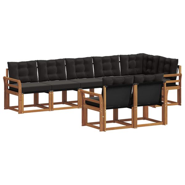 vidaXL Set vanjskih sofa s jastukom 8 pcs Prirodna i crna