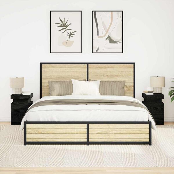 vidaXL Noćni ormar 2 pcs Crni hrast 35 x 39 x 55 cm Konstruirano drvo