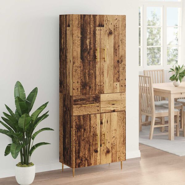 vidaXL Highboard Zidne Staro drvo 69,5 x 34 x 180 cm Konstruirano drvo