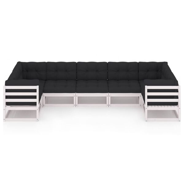 vidaXL 7-dijelna vrtna garnitura s jastucima masivna borovina bijela