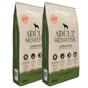 vidaXL Premium suha hrana za pse Adult Sensitive Lamb & Rice 2 kom 30 kg