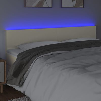 vidaXL LED uzglavlje krem 180 x 5 x 78/88 cm od umjetne kože