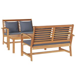 vidaXL Sjedeća garnitura za vrt 3 kom. Prirodna Čvrsto teak drvo