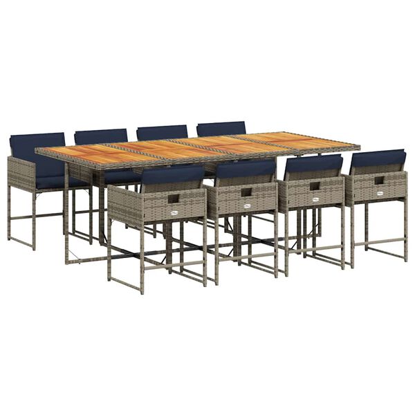 vidaXL 9-dijelni vrtni blagovaonski set sivi od poliratana