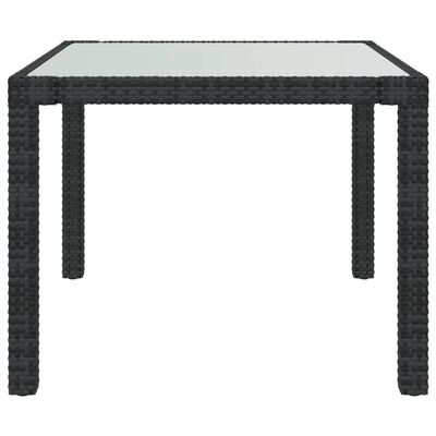 vidaXL Vrtni stol 90 x 90 x 75 cm od kaljenog stakla i poliratana crni