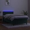 vidaXL Krevet box spring s madracem LED tamnozeleni 100x200 cm bar&scaron;un